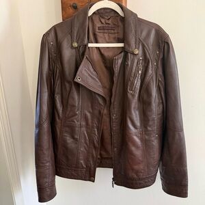 EDDI S Unlimited Vintage Leather Jacket – XL – Brown – Zip Lined Bomber Moto